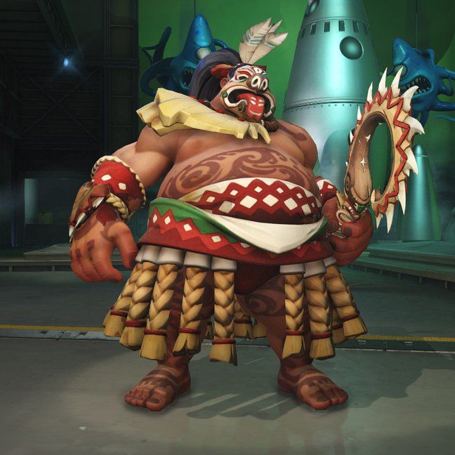 Figure 2: Screenshot of Overwatch character Roadhog’s “Toa” skin.