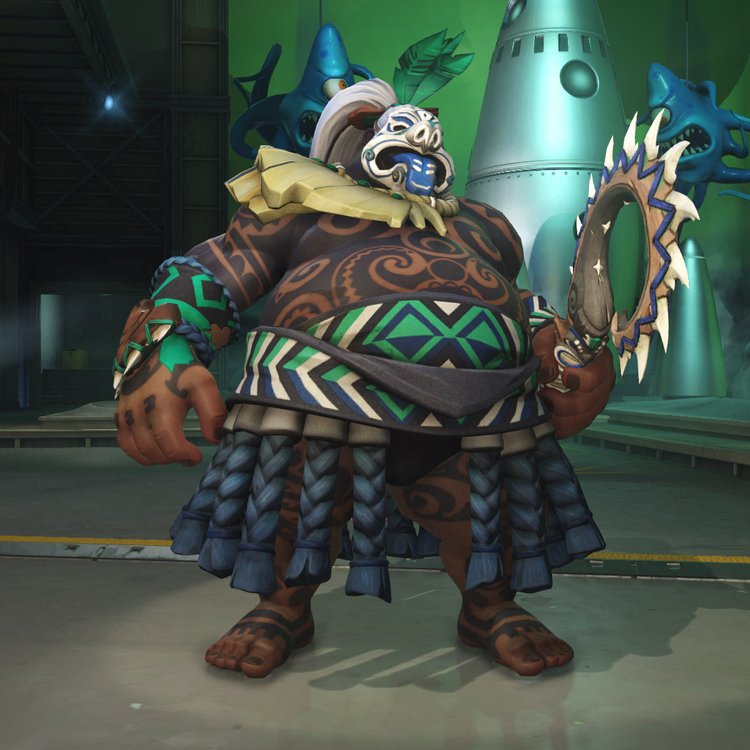 Figure 3: Screenshot of Overwatch character Roadhog’s “Islander” skin.