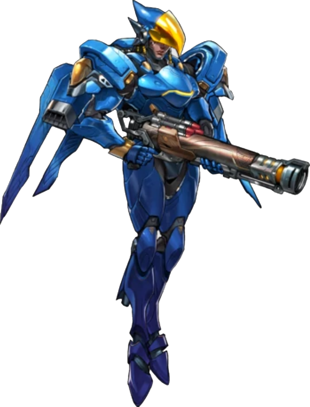 Figure 5 (right): Pharah’s default skin (Burns, 2017, p. 65).