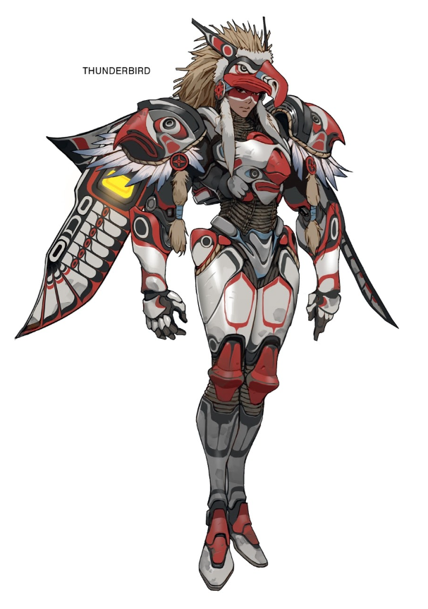 Figure 4 (left): Pharah’s Thunderbird skin (Burns, 2017, p. 208).